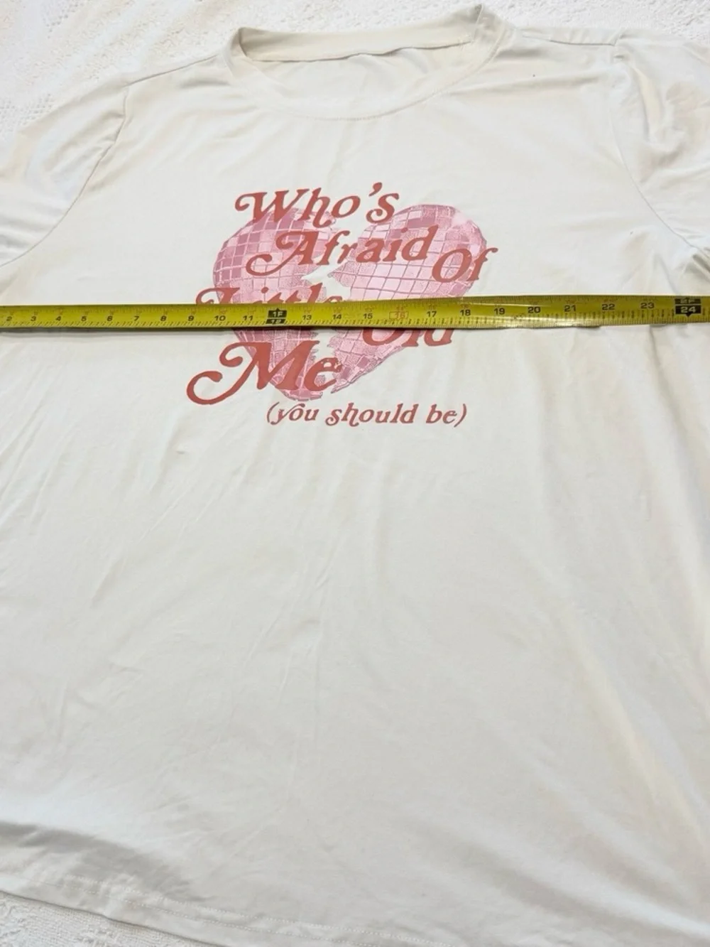 SHEIN White Tee with Pink Heart Slogan